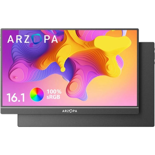 ARZOPA 16.1 ''144hz 100% sRGB 1080P FHD Monitor de jogos portátil 300Cd/m² HDR Segunda tela para Switch, Xbox, PS5, Laptop, Mac Z1FC