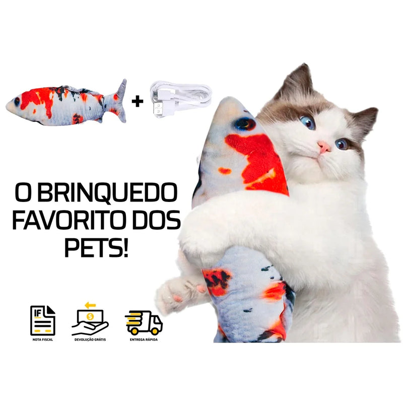 Peixe Que Mexe Brinquedo Elétrico Pet Usb Pet Gato Cachorro