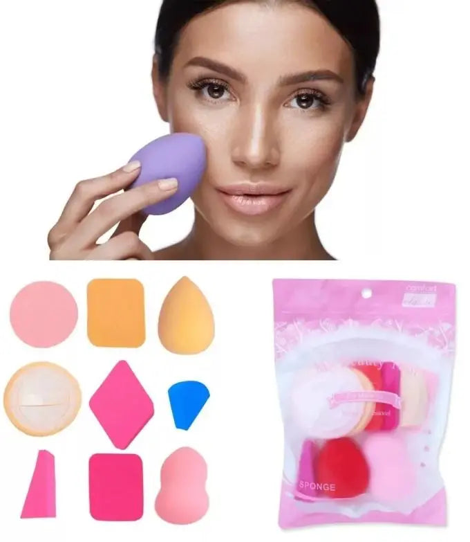 Kit esponjas de maquiagem base reutilizável em pó compacto beleza feminina