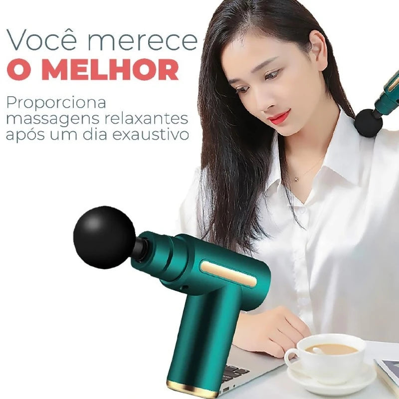 Pistola Massageadora Elétrico Profissional Muscular Recarregável Linha Premium