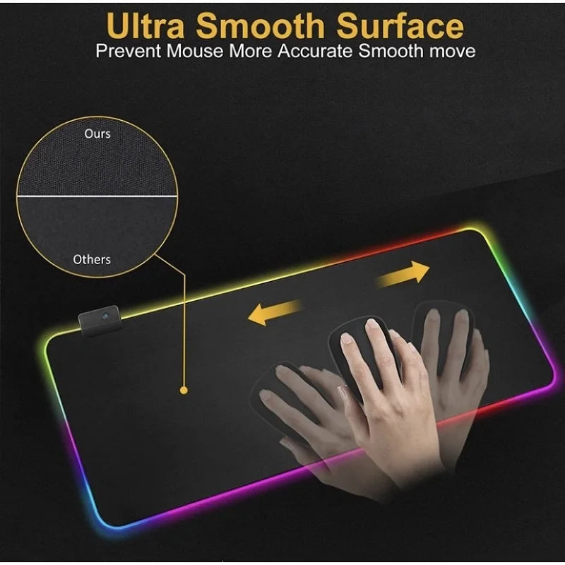 Mouse pad Gamer Led Rgb 7 Colors Large Size 80x30cm, 90cm x 40cm Usb