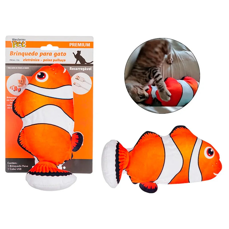 Peixe Que Mexe Brinquedo Elétrico Pet Usb Pet Gato Cachorro