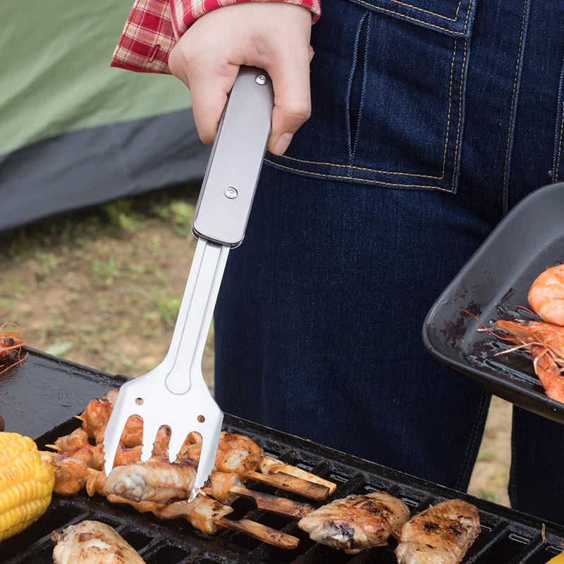 Conjunto de ferramentas para churrasco 4 em 1, com espátula, garfo, pinça, abridor de garrafas