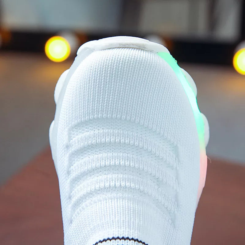 Sneakers crianças, bebê meninas e meninos com led