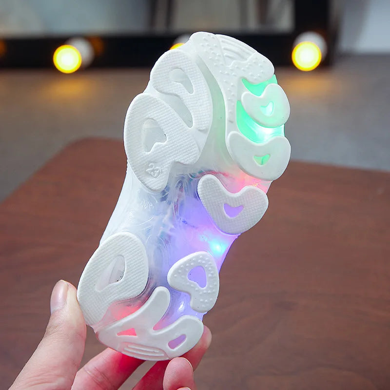 Sneakers crianças, bebê meninas e meninos com led