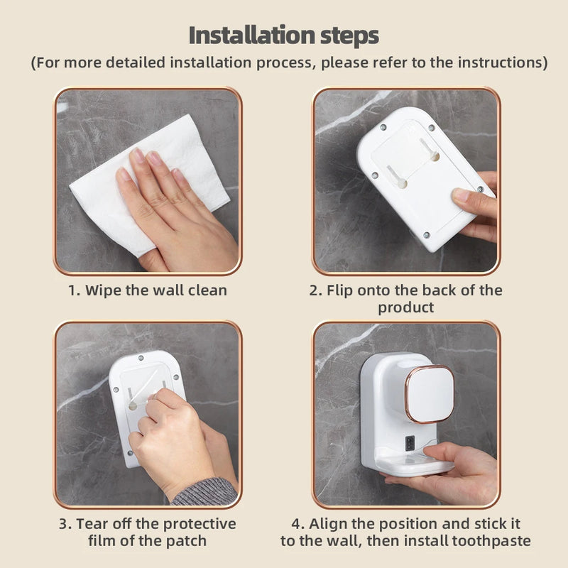 Dispensador de pasta de dente inteligente com 3 modos, sensor automático