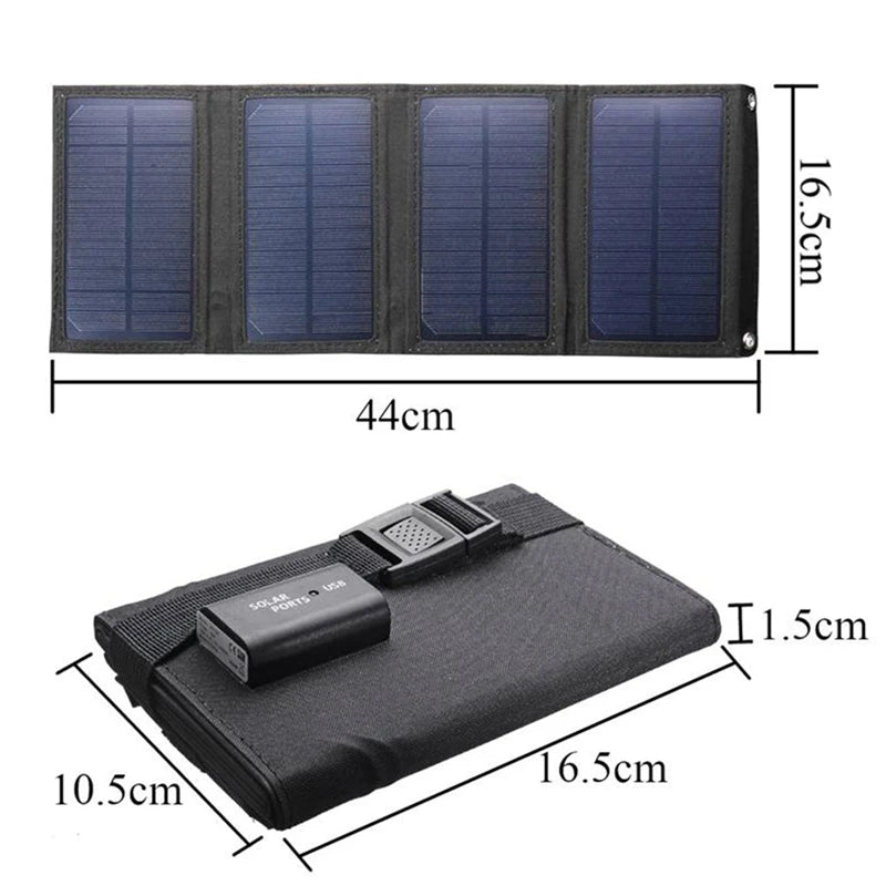 Kit de painel solar dobrável, 50w, 5v, usb, células solares, pacote de banco, placa solar à prova d'água, para acampamento ao ar livre, caminhadas, carregador