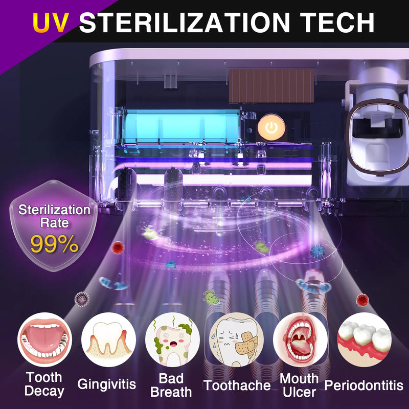 Suportes de escova de dentes para banheiros com desinfetante de escova de dentes UV