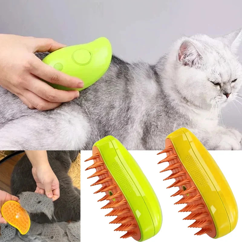 Escova para gatos, spray elétrico, escova a vapor para massagem de animais de estimação