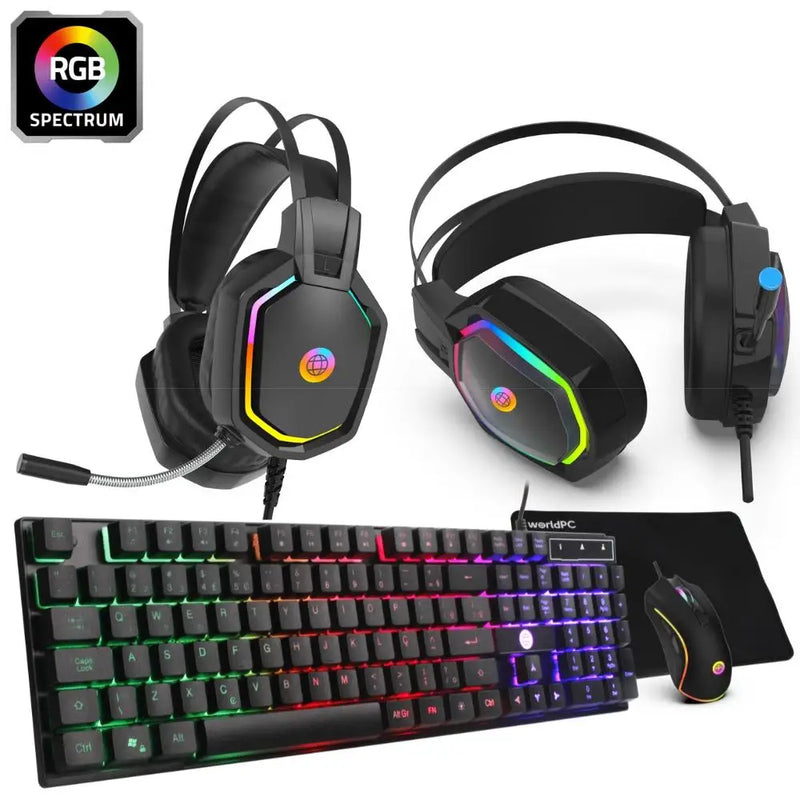 Computer Gamer Full RGB Intel Core i5 8GB SSD 240GB Gamer Kit with Headset Monitor 20 "Windows 10 3green Premium