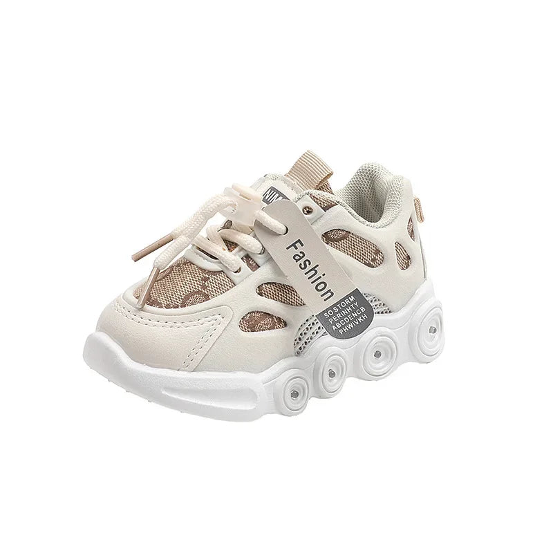 Sneakers crianças moda led luz sapatos carta webbing malha respirável 1-6 anos