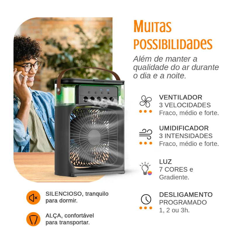 Mini Climatizador Umidificador Ventilador Portátil