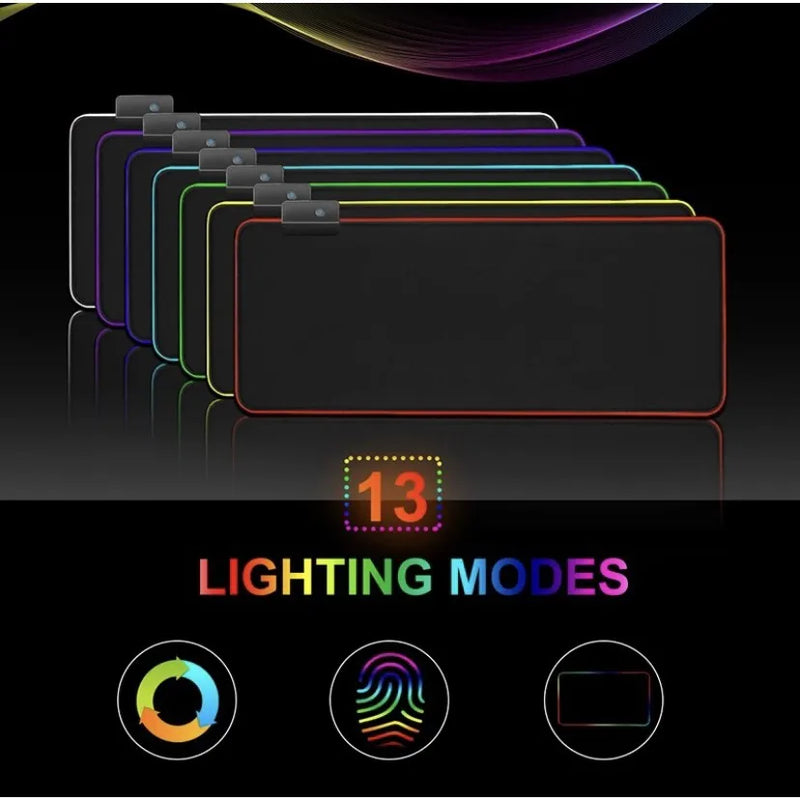 Mouse pad Gamer Led Rgb 7 Colors Large Size 80x30cm, 90cm x 40cm Usb