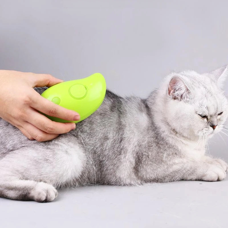 Escova para gatos, spray elétrico, escova a vapor para massagem de animais de estimação