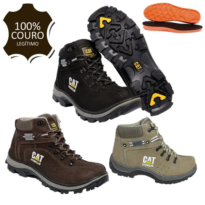 BOTA LETURNING TENIS CATERPILLAR ADVENTURE COURO NOBUCK LEGÍTIMO 100% NATURAL MASCULINO