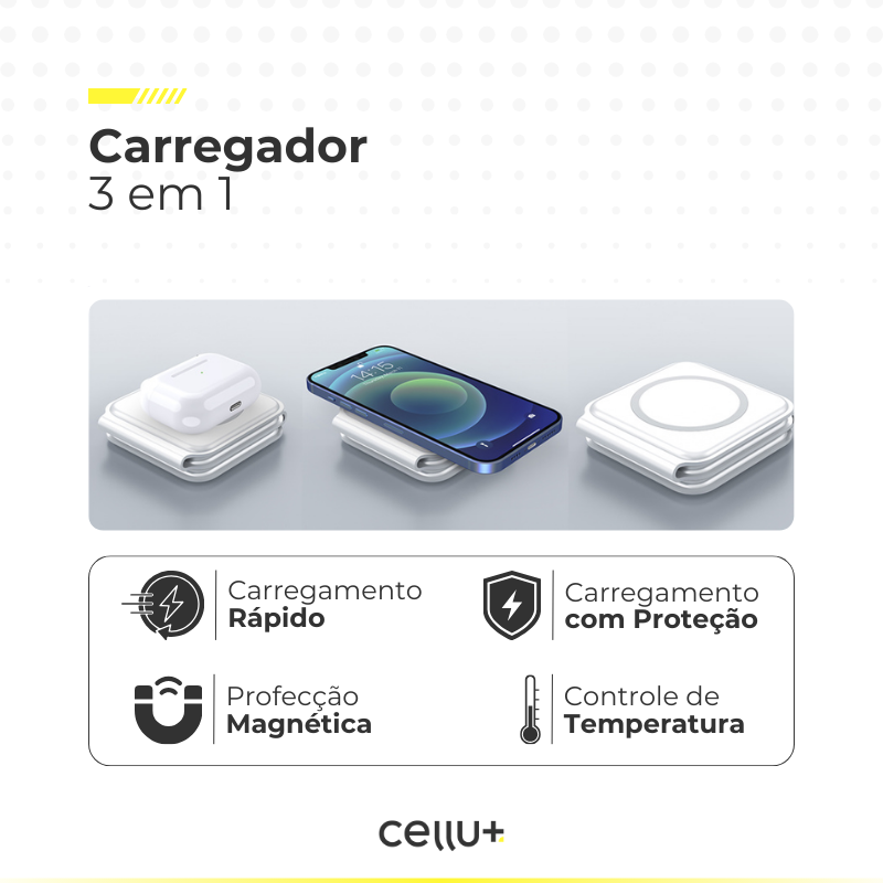 Carregador Dobrável por Indução 3 em 1 2.0