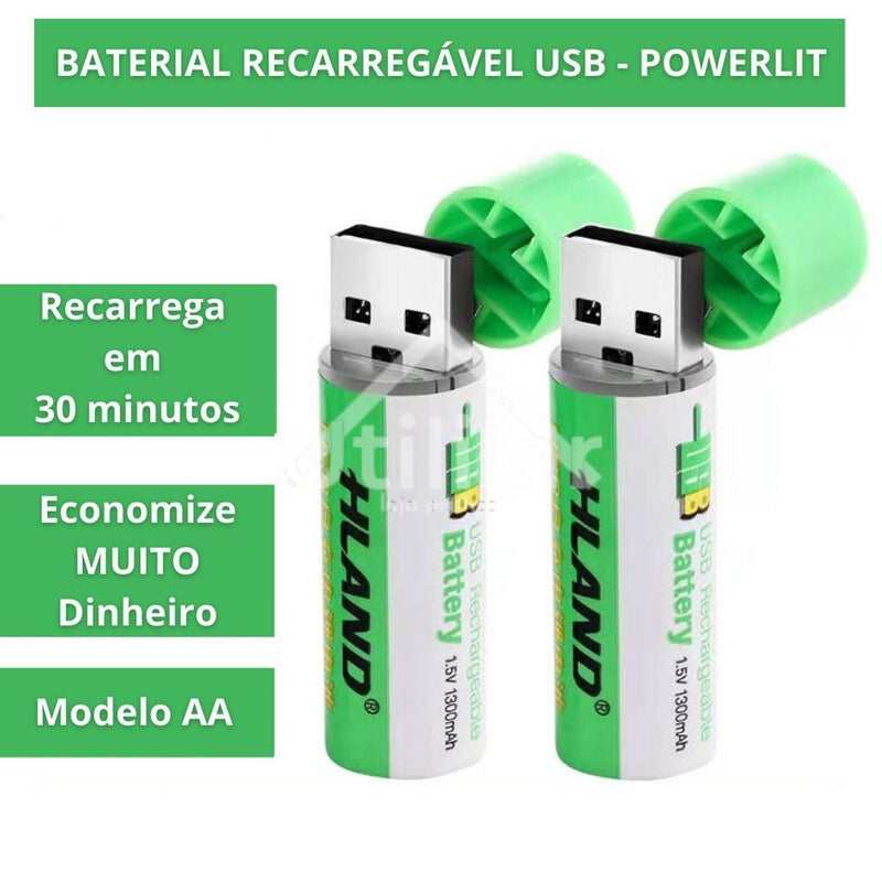 Pilha Recarregável USB PowerLit